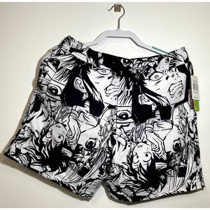 My Hero Academia Mens Extra Large XL Black White Graphic Prints Swimming Shorts